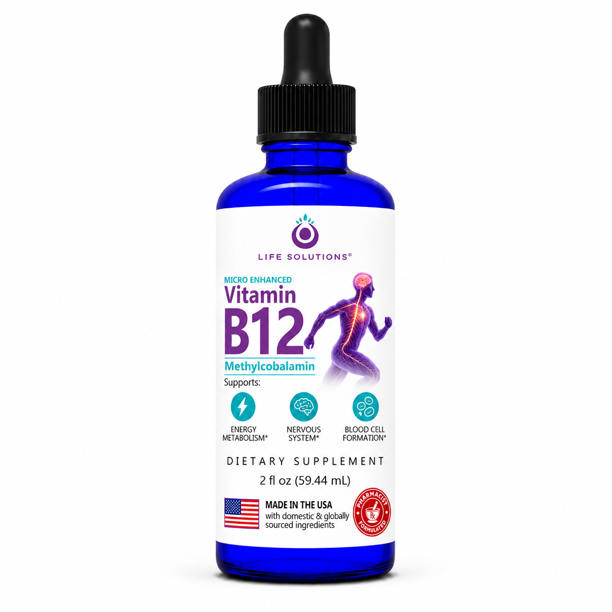 Liquid Vitamin B12 Dropper - 2 oz