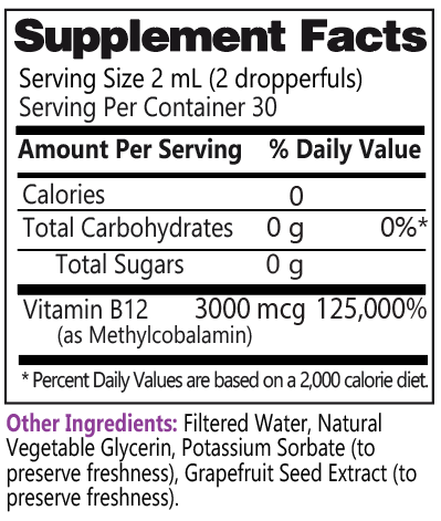 Liquid Vitamin B12 Dropper - 2 oz