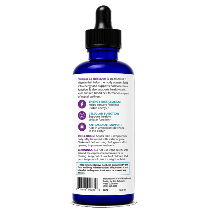Liquid Vitamin B2 Dropper - 2 oz