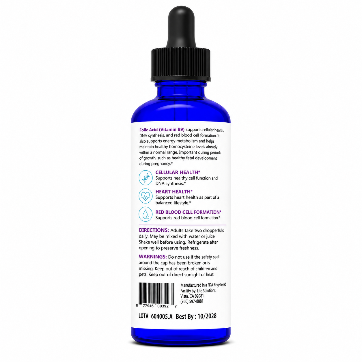 Liquid Vitamin B9 Dropper – 2 oz