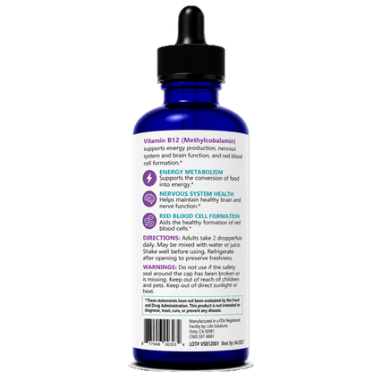 Liquid Vitamin B12 Dropper - 2 oz