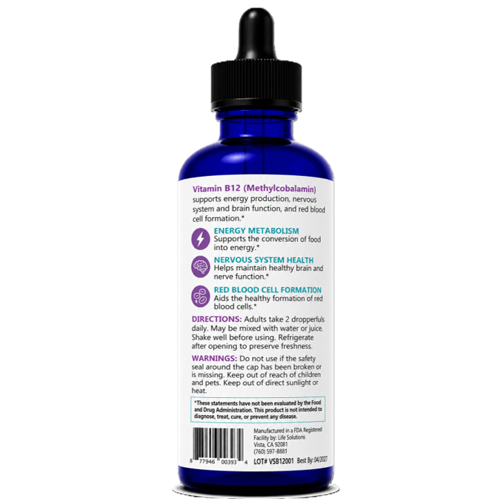 Liquid Vitamin B12 Dropper - 2 oz