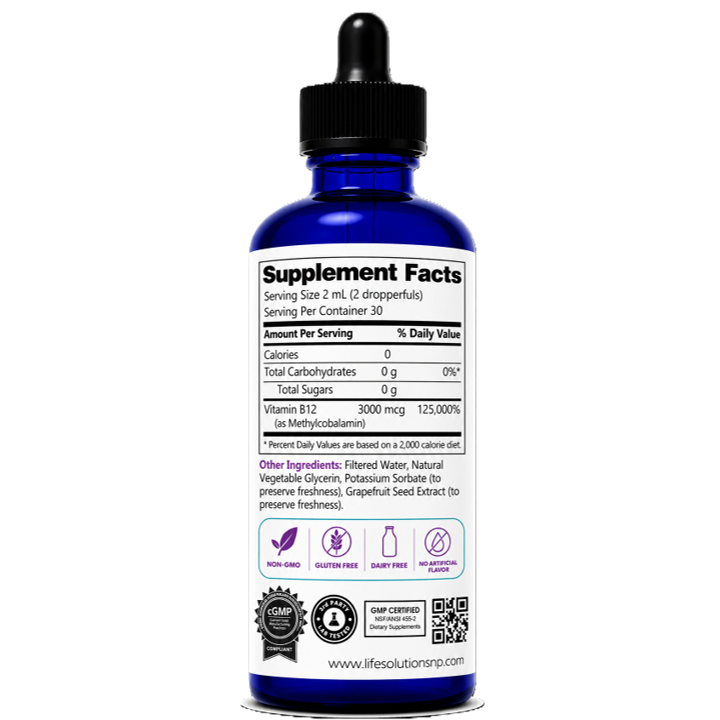 Liquid Vitamin B12 Dropper - 2 oz