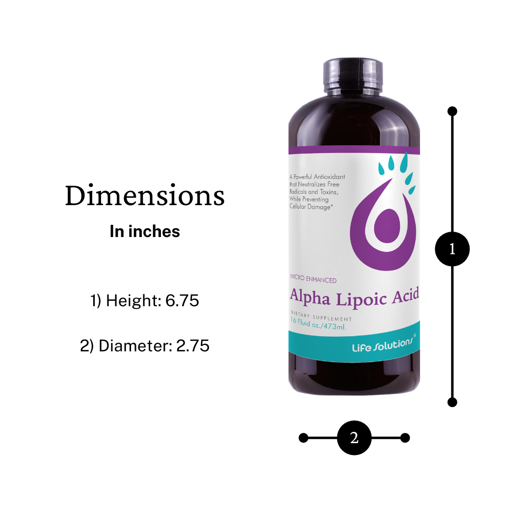 Alpha Lipoic Acid dimensions 16floz -powerful antioxidant maintaining blood sugar levels